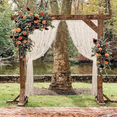 TEMU 1/2pcs Macrame Curtain 90x180cm, Bohemian Style Wall Hanging Handmade Boho Curtains For Wedding Backdrop Arch Closet Room Divider Boho Wall Decor Image