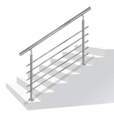TEMU Stainless Steel Stair Railing For Stairs, Indoor And Outdoor Use, , Fence, Silver, 5 Braces Image