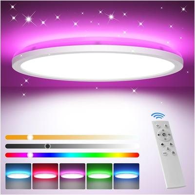 TEMU Led Ceiling Light Dimmable With Remote Control, 24w Rgb Color Changing Led Ceiling Light, Round Ceiling Lighting 3000k-6500k For Bedroom, Living Room, Bathroom, Children's Room, Ø30cm Image