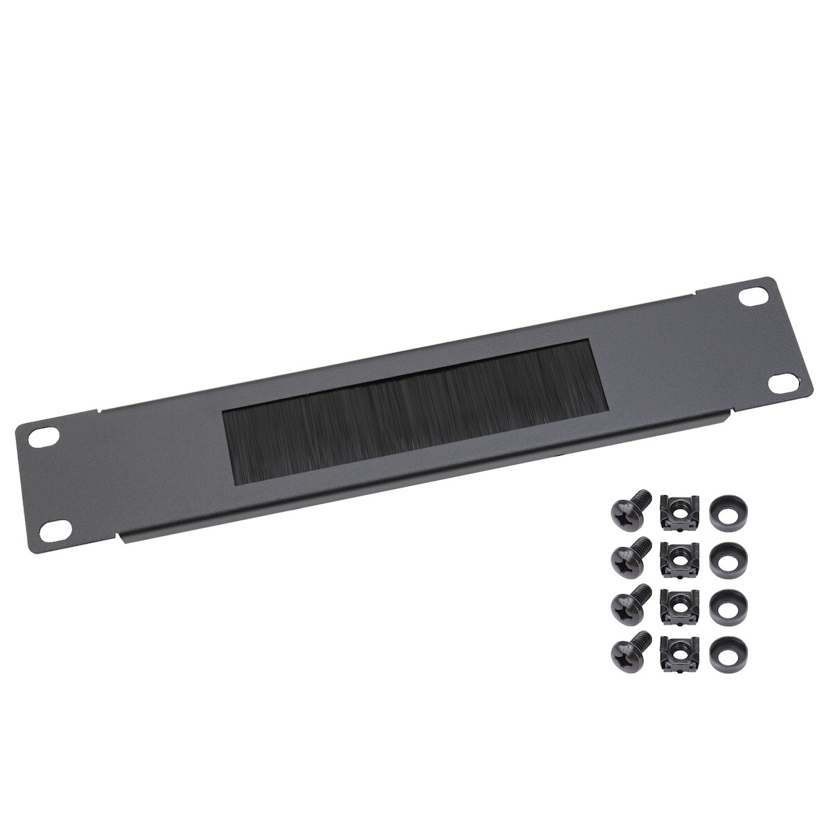 HMF 63389 Kabeldurchführung mit Bürsteneinsatz für Serverschrank, 10 Zoll, 1 HE, Schwarz Image