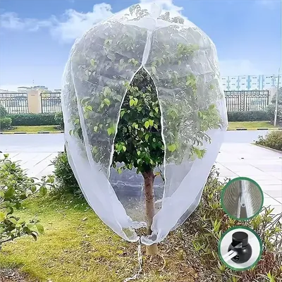 ﻿ Large Fruits Tree Garden Netting Cover with Drawstring Garden Insect Netting Transparent Bird Plant Barrier Screen