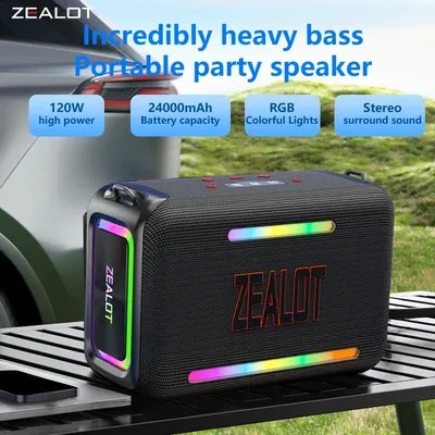 ZEALOT S95 120W Wireless Speakers, Outdoor Portable Subwoofer Speaker, IPX 5, Hifi Sound quality,