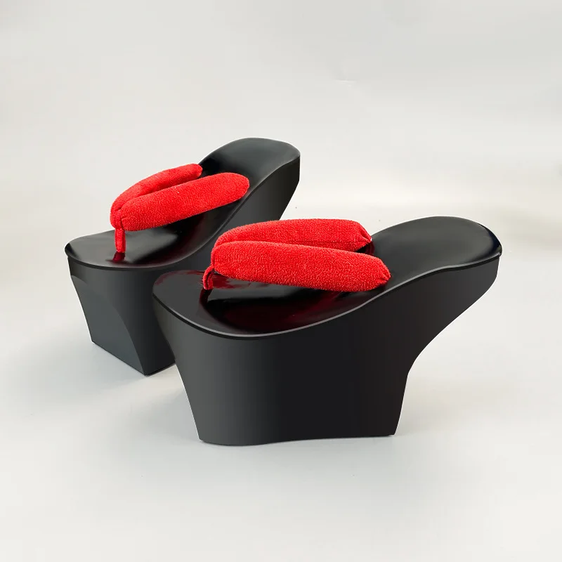 Frauen PVC Japanische GETA Clog-Flops Flip Kunststoff Sandale Schuhe Cosplay Japan Geisha 10CM