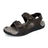 Sommer Herren Anti Slip Outdoor Echtes Leder Sandalen Männer Große Größe 46 47 Hochwertige Sandalen Bequeme Flache