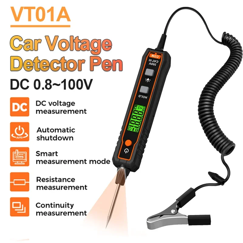 VT01A DC100V Auto Spannung Detektor Stift Nicht-Kontaktieren Einstellbare DC Spannung Hintergrundbeleuchtung Tester Auto Fehler Wartung Schaltung Test Stift Image