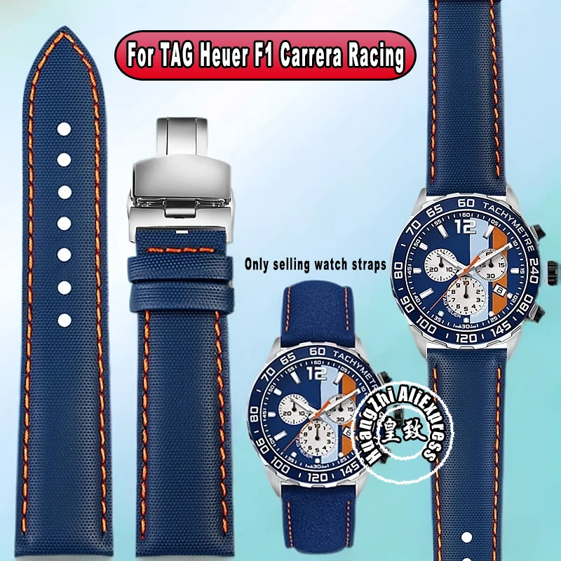Für TAG HEUER Racing F1 Aquaracer Carrera Leder Nylon Uhrenarmband 20mm 21mm 22mm 23mm 24mm Männer Blue Water Ghost Uhrenarmband Image