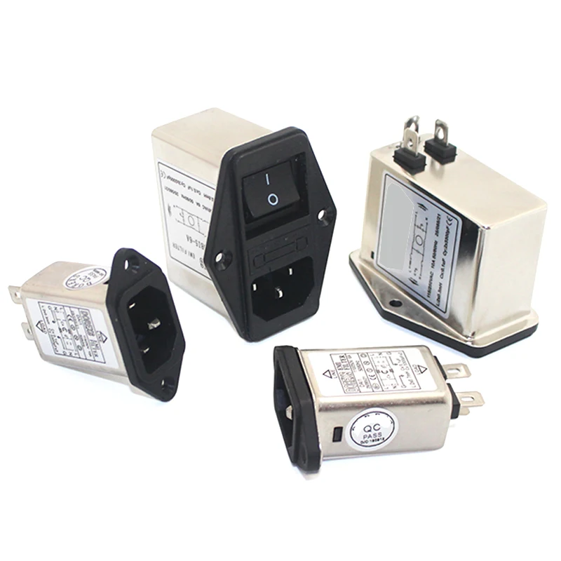 1 Stück Schwarzer IEC320 C13 C14 EMI Anti-Interferenz-Filterstecker mit Sicherung 6A 10A Stromreiniger-Schaltersteckdose für Gaming-Lautsprecher Image