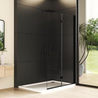 Duschwand Walk in 90x195cm Schwarz Walk-in Faltbar Falttür Dusche Duschkabine Walk in Image