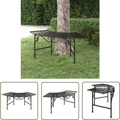 Baumbank 113 cm Schwarz Stahl - GartenzSitzbank - Metallbank - Baumbank - Outdoor Möbel Image
