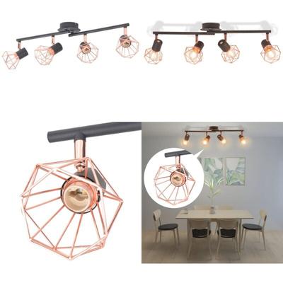 Vidaxl - Deckenleuchte mit 4 Strahlern E14 Schwarz und Kupfer - Deckenstrahler - Deckenlampe - Home Image