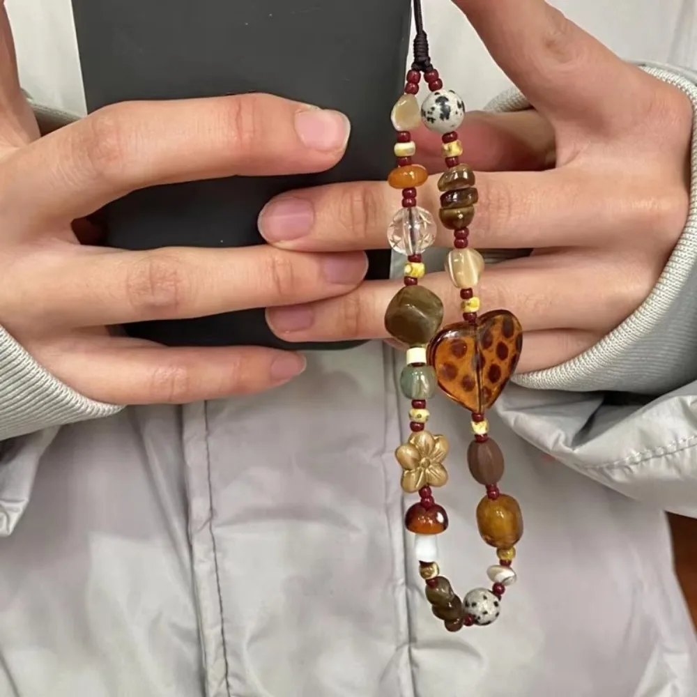 Retro Chinesischen Stil Hand-gehalten Kette Handgelenk Kurze Hängenden Seil Telefon Fall Auto Schlüsselbund Tasche Anhänger Für Frauen Image