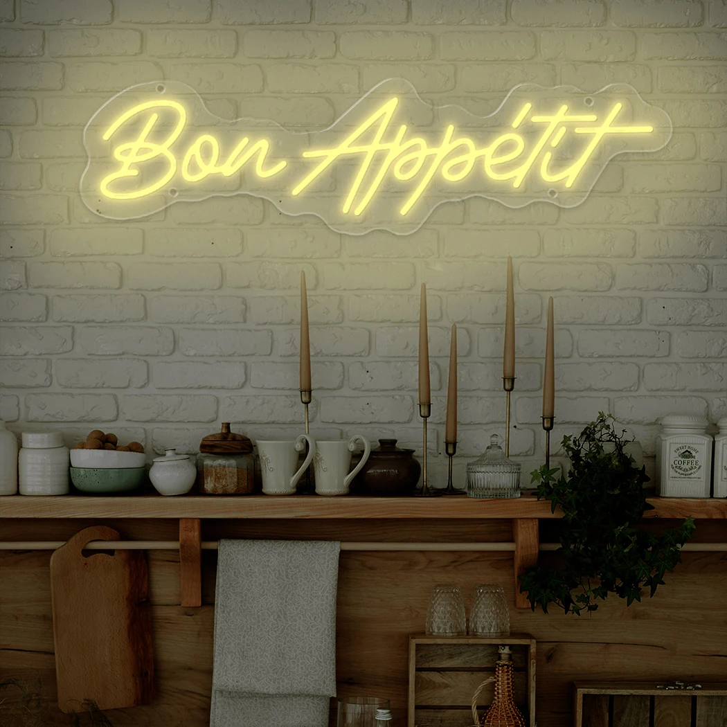 Bon Appetite Neon-LED-Schild, Wanddekoration, Neonschilder für Küche, Restaurant, Geschäft, Geschäft, Kunst, Party, LED-Neonschild, Business-Schild Image
