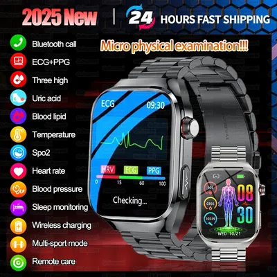 2025Neue Präzise Blutfett Harnsäure Smart Watch Dynamische Herzfrequenz Blutdruck Gesundheitsmonitor Image