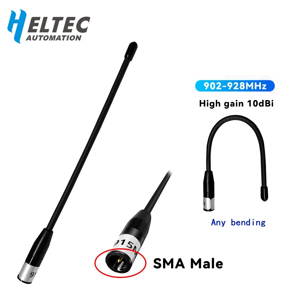 Heltec LoRa Gateway Soft Antenna 1.2G SMA  Männliches drahtloses Modul, Abbildung, Übertragungsdaten, hohe Verstärkung, 10 dBi, 17 cm, 902–928 MHz Image