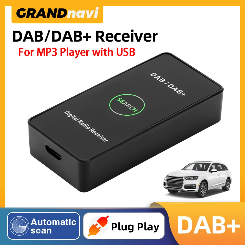 Grandnavi Auto DAB+ Digital Radio Box DAB+ Empfänger Antenne USB-Schnittstelle tragbar nur für MP3-Player mit USB-Anschlüssen