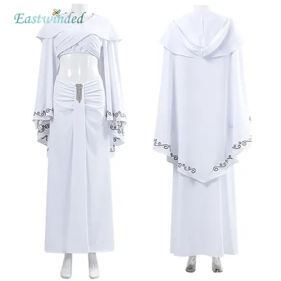 Padme Cosplay Amidala Weißes Kleid Frauen Verkleidung Film Space Battle Röcke Top mit Umhang Anzug Image