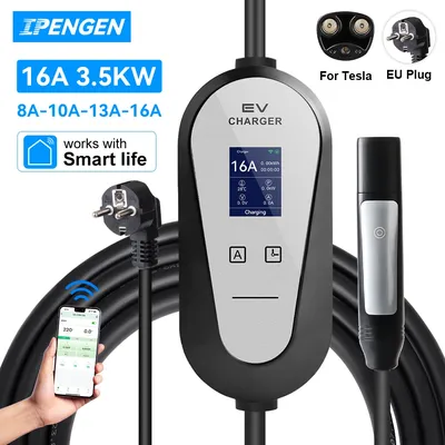 IPENGEN 16A/32A Tragbare EV Ladegerät Für Tesla EVSE Lade Box EU CEE Stecker Elektrische Auto Image