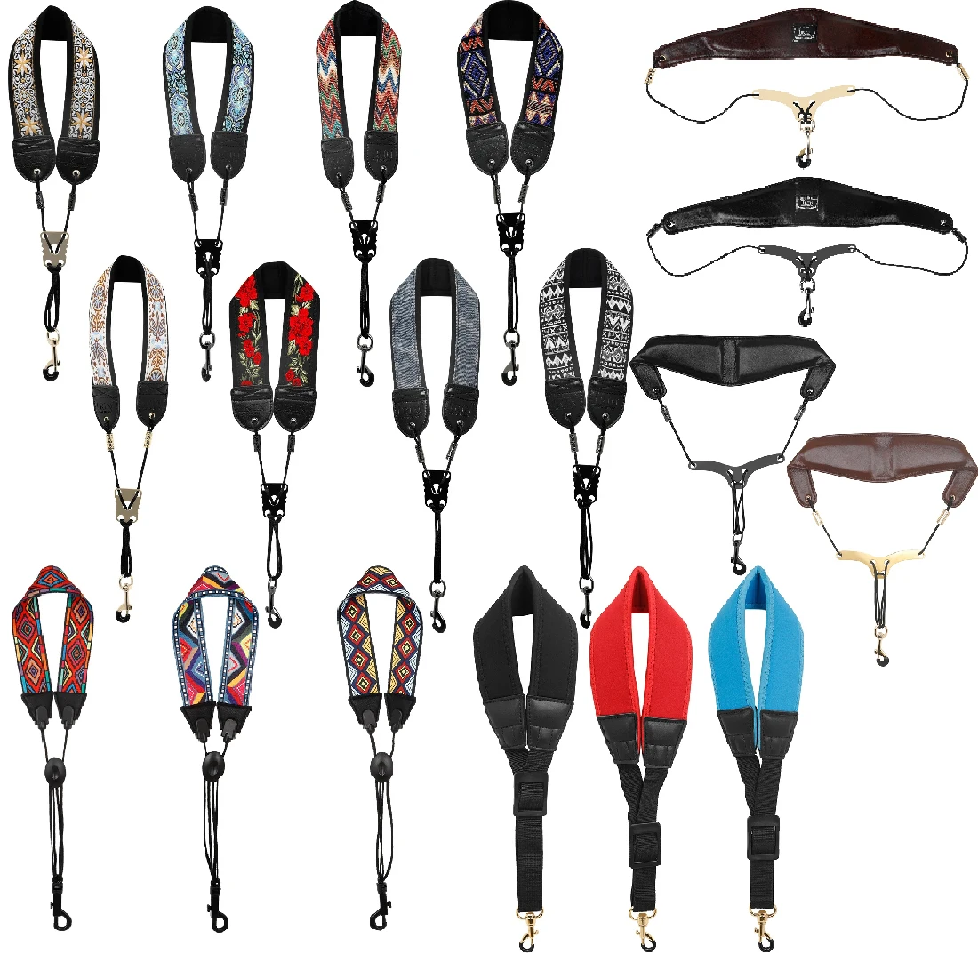 Universal Saxophon Neck Strap Sopran/Alt/Tenor Saxophon Strap Leder Einstellbare Geschlossene Haken Strap Bläser Zubehör Image