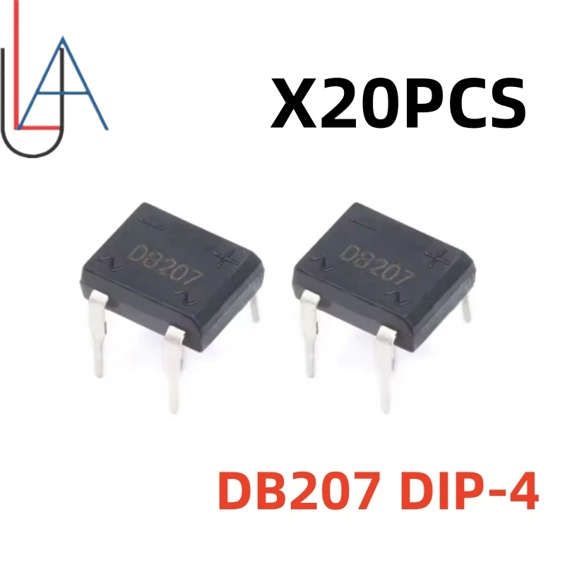 20PCS LUASAMIROB DB207 Brückengleichrichter DIP4 1000V 2A DB207S Power Diode Gleichrichter Elektronische Komponenten IC Image