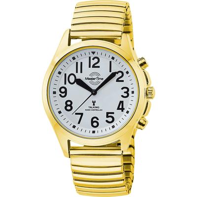 Funkuhr MASTER TIME "Sprechende Funkuhr", goldfarben, Armbanduhren, Damen, Quarzuhr, Armbanduhr, Damenuhr, analog, Flexband, Zugband Image