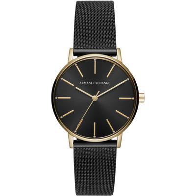 Quarzuhr ARMANI EXCHANGE, schwarz (schwarz, schwarz), Armbanduhren, Damen, Armbanduhr, Damenuhr, analog, Edelstahlarmband Image