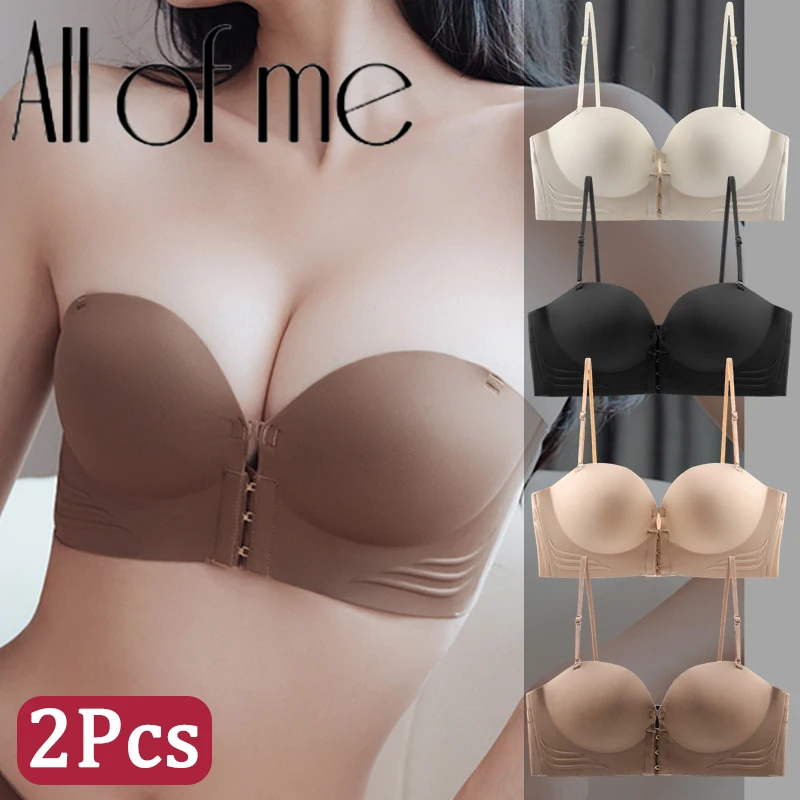 2 pièces/ensemble fermeture avant Sexy Push Up soutien-gorge femmes soutien-gorge Invisible sous-vêtements Lingerie pour femme brassière sans bretelles sans couture Bralette