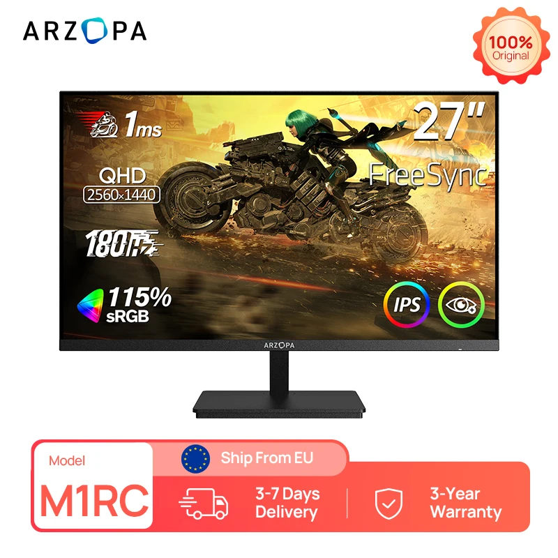 ARZOPA 27 pouces moniteur 180Hz QHD 2K FastIPS FreeSync moniteur de jeu Portable deuxième écran M1RC