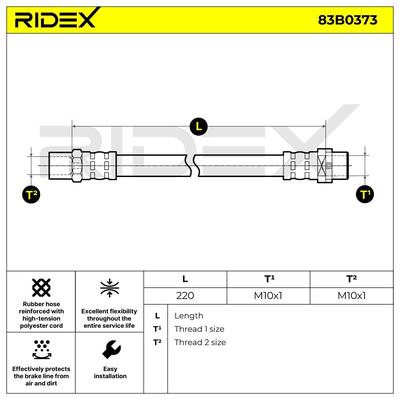 RIDEX Bremsschläuche BMW 83B0373 1163759,34321163759 Bremsschlauch Image