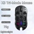 Mouse wireless X3 PAW3311 Mouse da gioco macro 1K cavo leggero Retroilluminazione RGB 12000 DPI Mouse tri-modale Bluetooth/2.4G/cablato