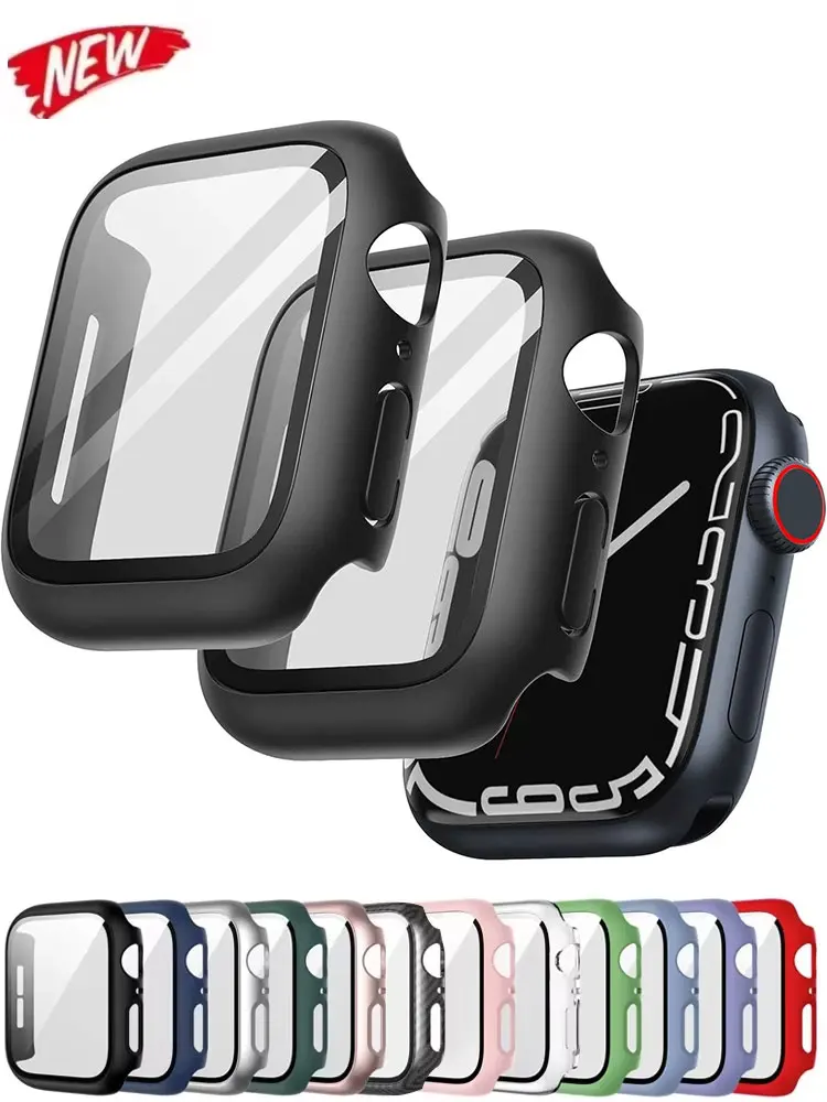 Vetro temperato + copertura per accessori custodia Apple Watch 45mm 41mm 44mm 40mm 42mm protezione schermo Apple watch serie 9 4 5 6 SE 7 8