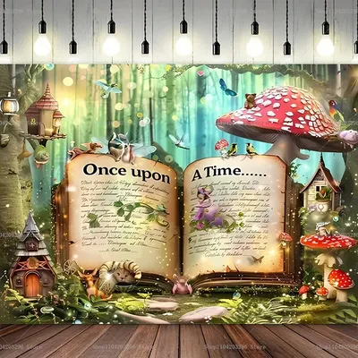 Fairy Tale Forest Dreamy Natural Jungle Forest Wonderland Mushroom House Backdrops Baby Birthday