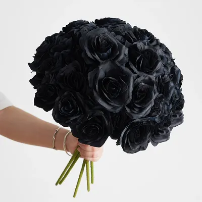 Black Silk Rose Gothic Artificial Flowers Bride Wedding Hand Holding Bouquet for Party Wedding Home