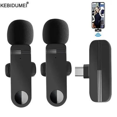 Wireless Lavalier Microphone Audio Video Recording Mini Mic For iPhone Android Laptop Live Gaming