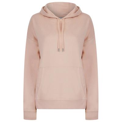 Hoodies / Sweatshirts Script Plain Long Line Oversize Drop Shoulder Crew Neck Brushback Fleece Hooded Sweatshirt in Pink - Amara Reya / 16 - Tokyo Laundry