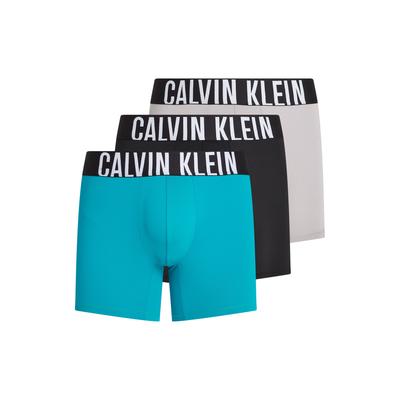 Boxer "BOXER BRIEF 3PK", Herren, Gr. L (52), misty grau, schwarz, blossom grün, Jersey, Obermaterial: 88% Polyester, 12% Elasthan, CALVIN KLEIN UNDERWEAR, körpernah, Unterhosen, mit elastischem Logobund Image
