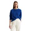 Rundhalspullover MARC O'POLO "aus Heavy-Weight-Organic-Cotton", Damen, Gr. S, blau (shiny blau), Obermaterial: 100% Baumwolle, unifarben, casual, Rundhals, Langarm, Pullover