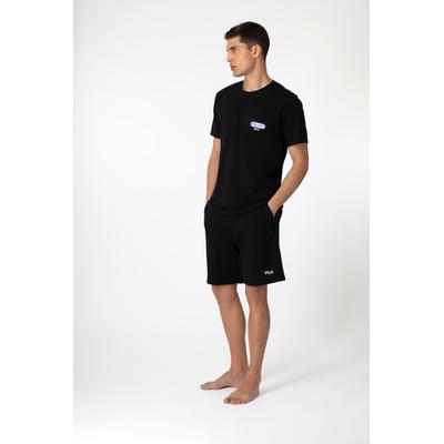Pyjama FILA, Herren, Gr. M, schwarz, Obermaterial: 100% Baumwolle, unifarben, modisch, regular fit kniefrei, Rundhals, Kurzarm, Homewear-Sets, mit schlichtem Logo-Stitching Image