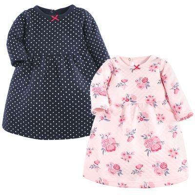 Hudson Baby Baby Girl Cotton Dresses, Pink and Navy Floral