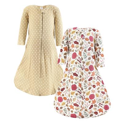 Hudson Baby Infant Girl Thermal Long Sleeve Sleeping Bag 2pk, Acorn Botanical