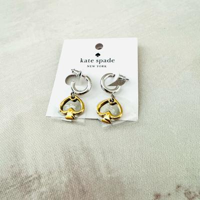 Kate Spade Jewelry | Kate Spade Statement Spade Charm Drop Earrings Gold, Silver Heart Drop Earrings | Color: Gold/Silver | Size: Os