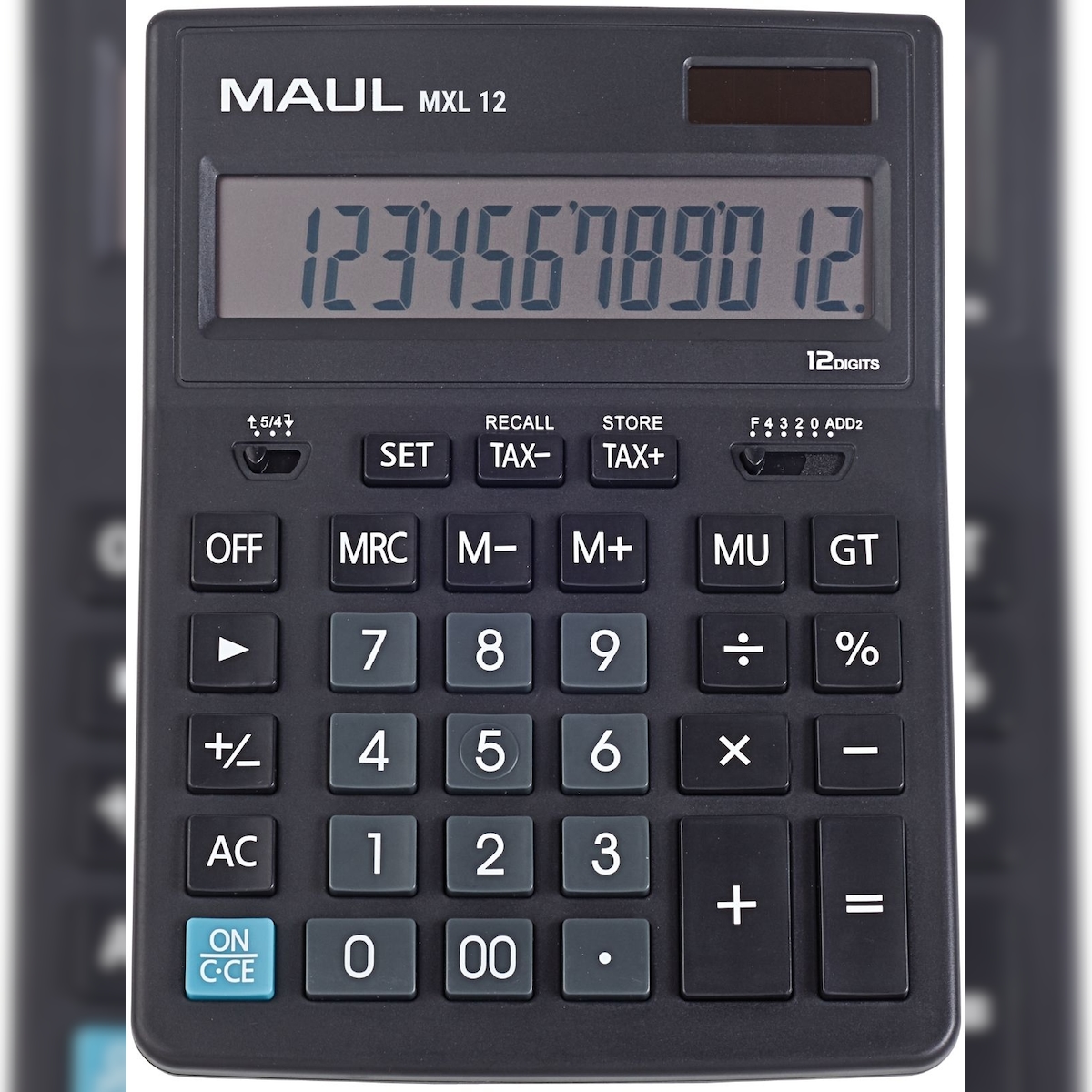 MAUL Tischrechner MXL 12 Solar/Batterie 155x35mm schwarz Packung mit 20 Stück Image