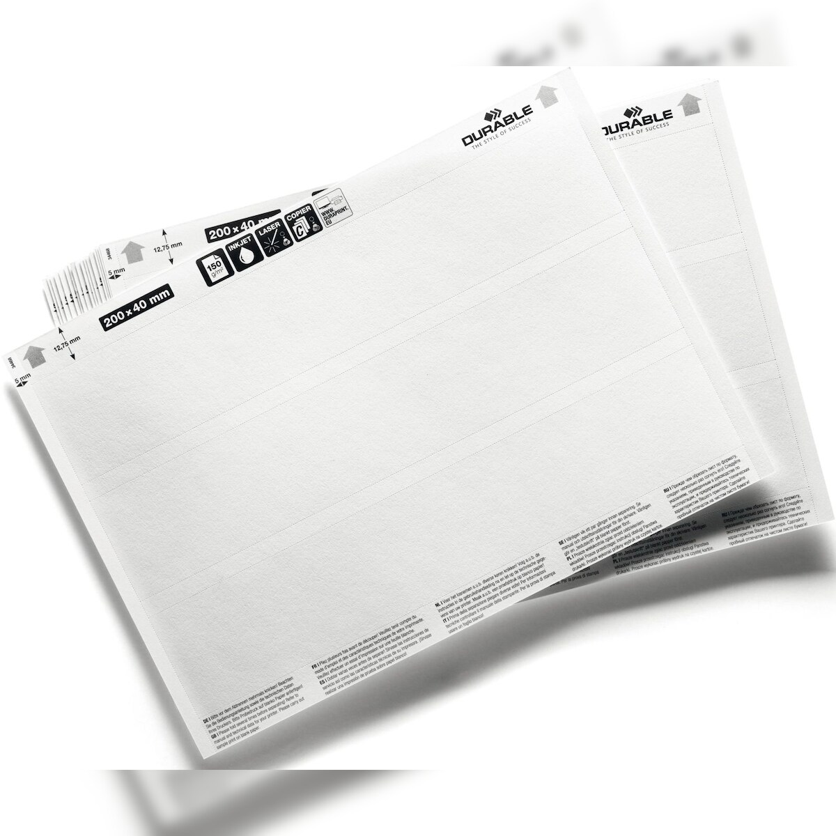 Durable Beschriftungsschilder Labelfix/Scanfix/C-Profile weiß 200x40mm VE=10x20 Bogen Image