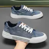 2025 neue blaue Cowboy-Männerschuhe, Komfort, vulkanisierte Schuhe, Herren-Skateboard-Schuh, große