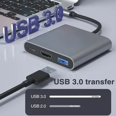 Typ C zu HDMI 3 In 1 USB-C Hub 4k 4 In 1 Splitter HUB 3,1 Typ-C zu USB 3.0 Lade Adapter für HDTV Image