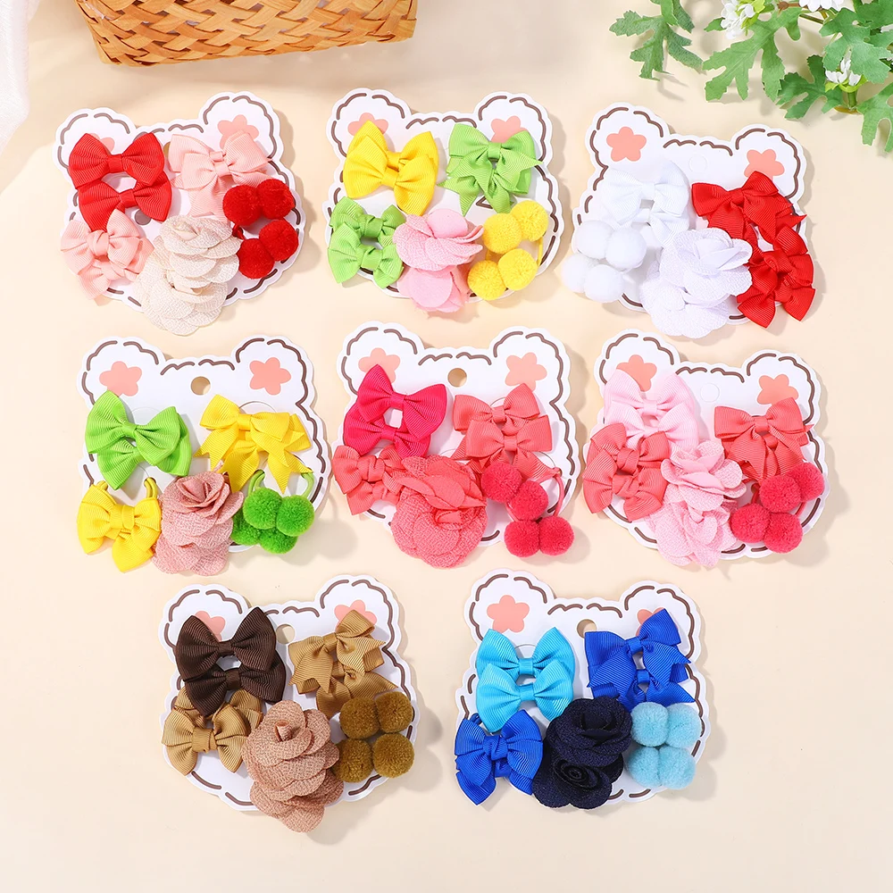 40 Teile/satz Mädchen Nette Blume Bogen Scrunchies Gummibänder kinder Zufällig Süße Haarbänder Haargummi Kind Haar Zubehör Urlaub Geschenk Image