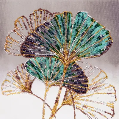 Perlen-Stickbild Ginkgo, 20 x 20 cm Image