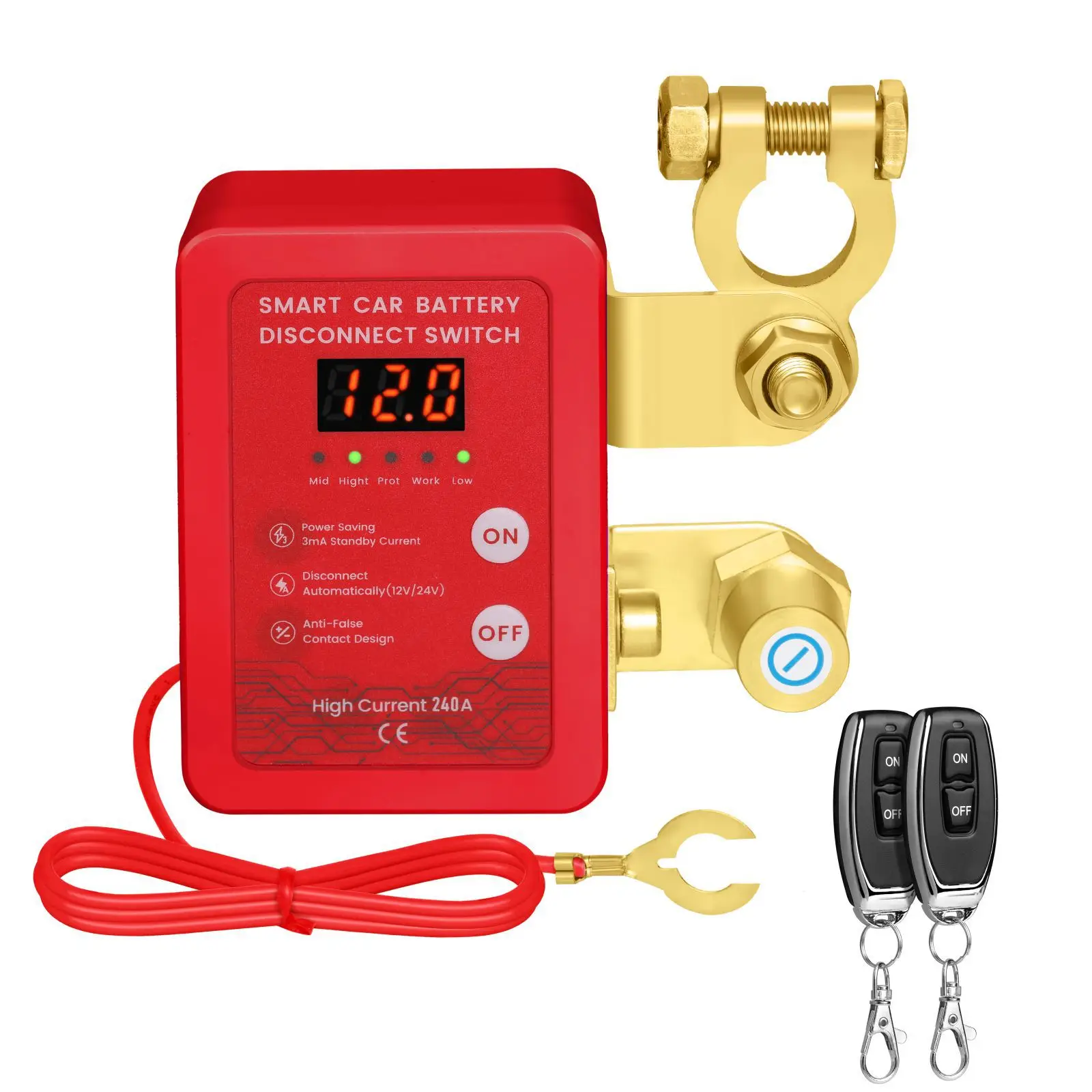 12-V-Kill-Schalter für Auto-Fernbedienung, Batterietrennschalter, intelligente Spannung, Autobatterie-Kill für Fahrzeug, Wohnmobil, ATV, LKW, Boot mit LED Image