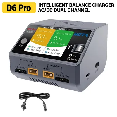 D6 Pro Lipo Batterie Ladegerät Dual Channel Smart Ladegerät AC200W DC650W Balance Ladegerät für RC Lipo NiMH Batterie Drone Ersatzteile