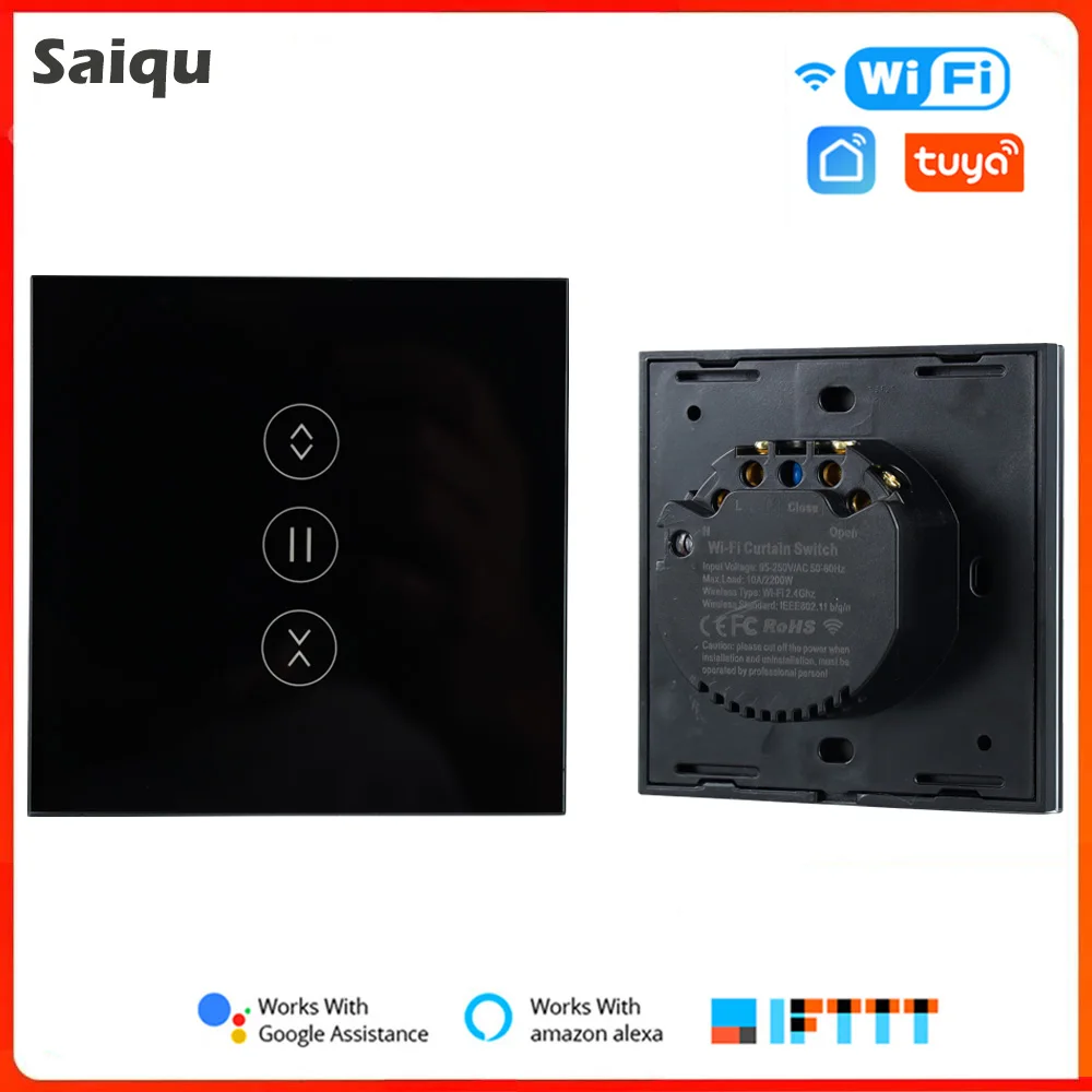 Tuya Wifi Smart Vorhang Schalter Wifi Touch Dimmer Licht Schalter für Lichter Arbeit Smart Leben Mit Alexa Voice Control Image