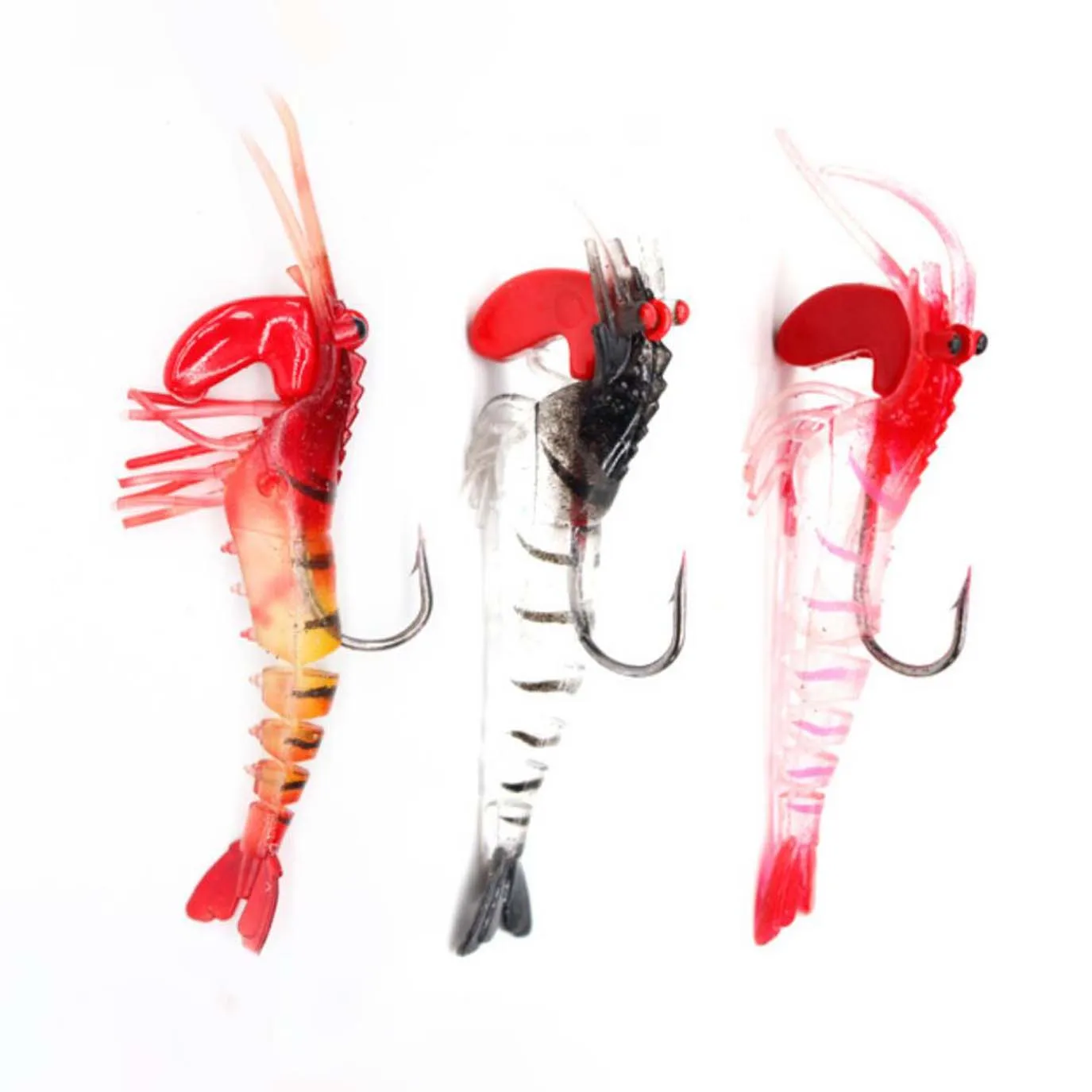 5 Teile/los Multi-abschnitt Springen Weiche Garnelen Köder Meer Angeln Köder mit Swimbait 12,5g Meer Forelle Bass fisch Lockt Haken Image